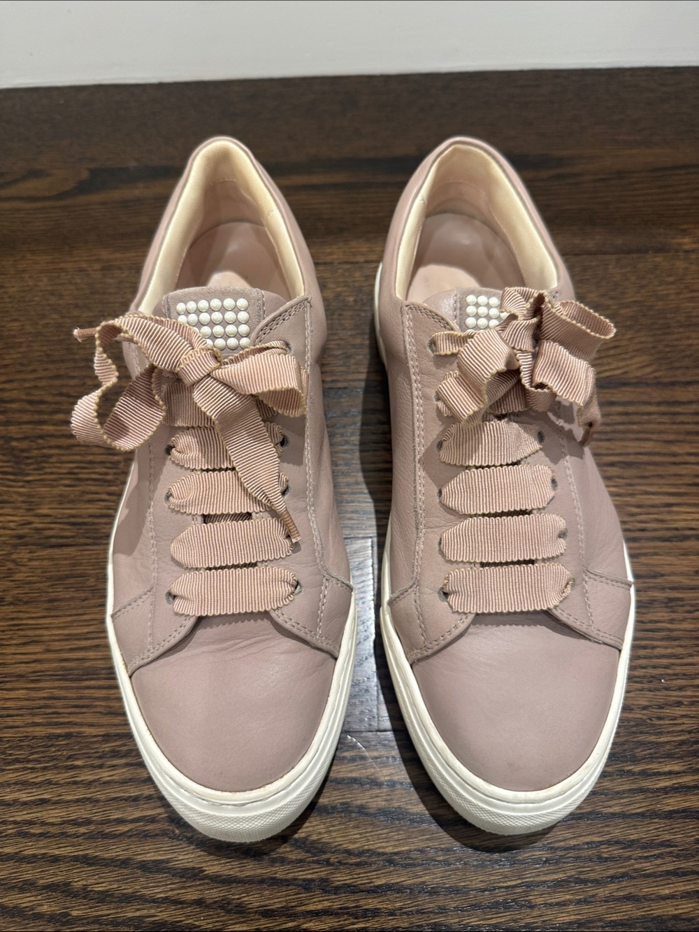 Attilio Giusti Leombruni Blush Pink Ribbon Lace Sneakers